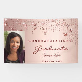 Graduierungsparty Rose Goldene Sterne Foto Banner