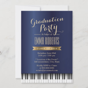 Graduierungsparty Royal Blue Piano Musik Einladung