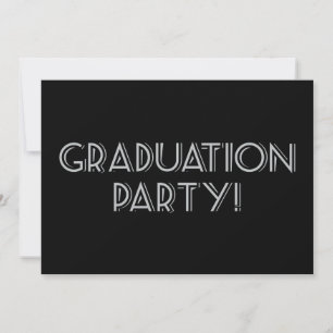 Graduierungsparty! Schwarz, Grau, Matte 5 Zoll x 7 Einladung