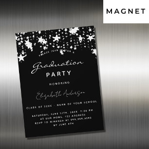 Graduierungsparty Schwarz-weißen Sterne Luxusmagne Magneteinladung