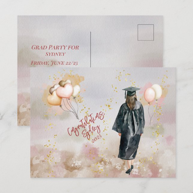 Graduierungsparty Tochter Herzlichen Glückwunsch Postkarte (Vorne/Hinten)