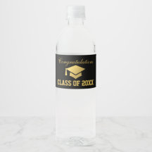 Graduierungsparty Wasser Flaschen Labels Black Gol
