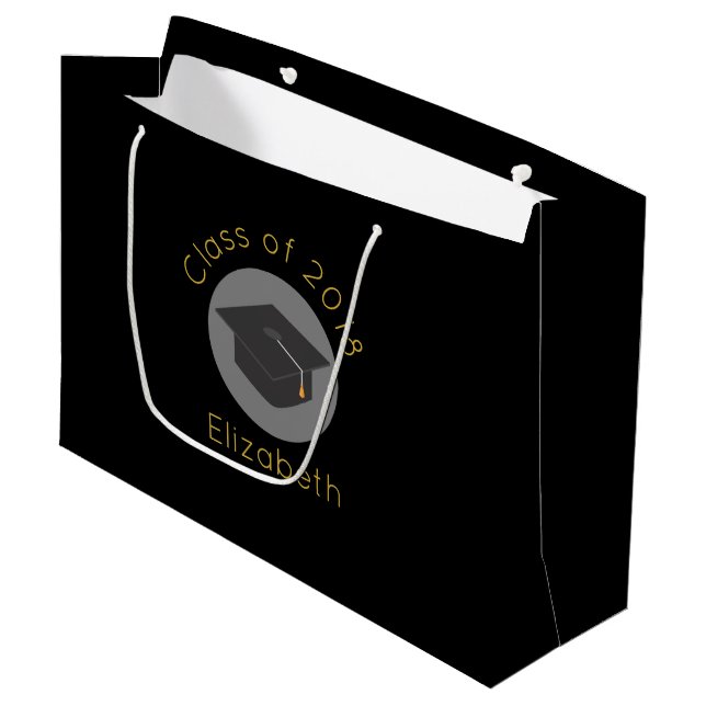 Graduierungspauschale für die schwarze Klasse von  Große Geschenktüte (Vorderseite Schrägansicht)