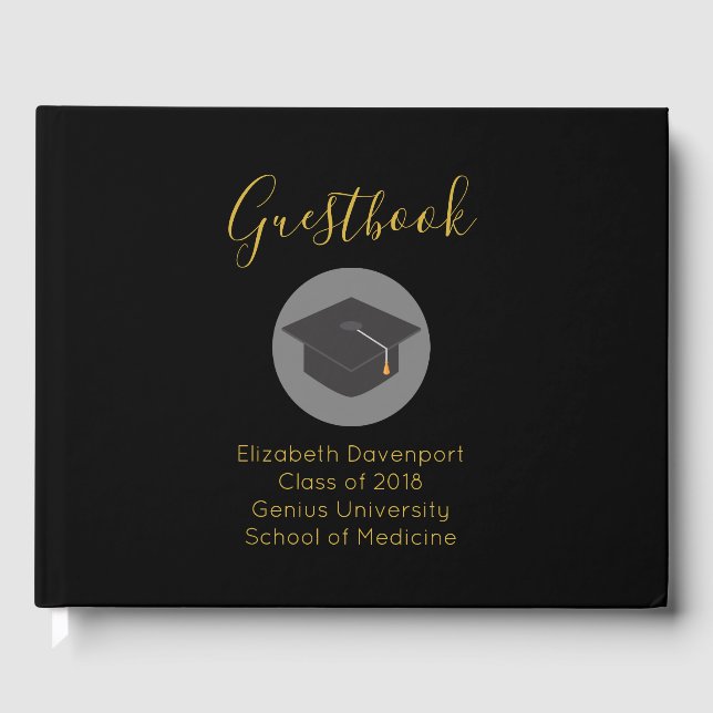 Graduierungspauschale für schwarze Klasse mit 20xx Gästebuch (Vorderseite)