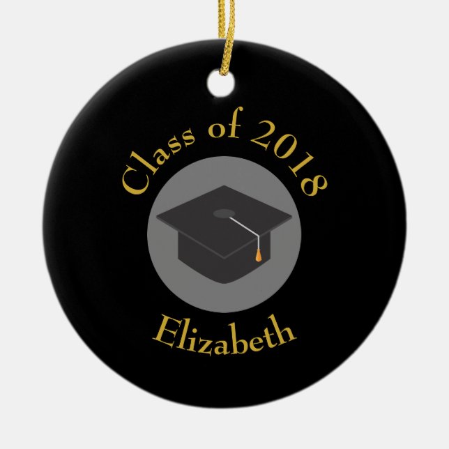 Graduierungspauschale für schwarze Klasse mit 20xx Keramik Ornament (Vorne)