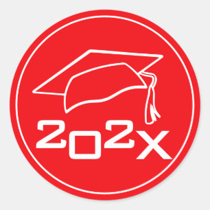 Graduierungspauschale Jahr Rot Runder Aufkleber