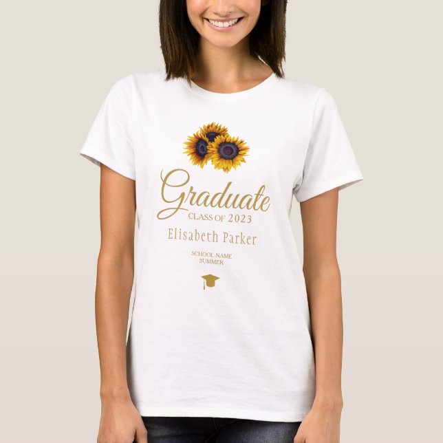 Graduname rustikale florale elegante Abschluss T-Shirt (Vorderseite)