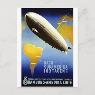 Graf Zeppelin Vintag German Travel Postkarte