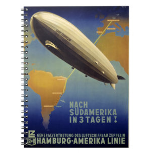 Graf Zeppelin Vintage Poster Restored Notizblock
