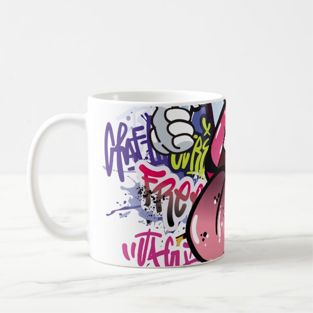Graffiti-Abbildung mit Graffiti-Buchstaben Kaffeetasse (Links)