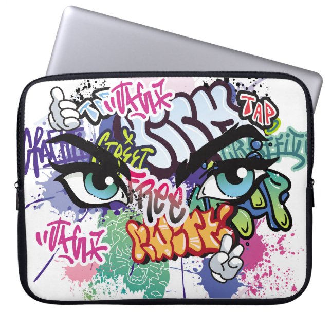 Graffiti-Abbildung mit Graffiti-Buchstaben Laptopschutzhülle (Vorderseite)