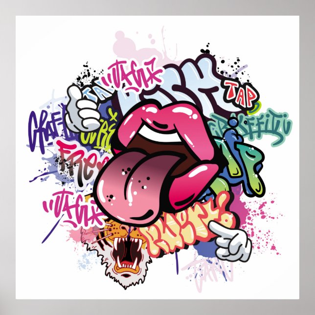 Graffiti-Abbildung mit Graffiti-Buchstaben Poster (Vorne)