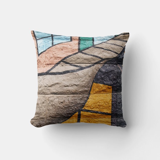 Graffiti Abstrait réversible coloré sur un Coussin (Recto)