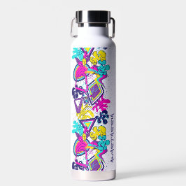 Graffiti abstraktes Farbmuster mit Ihrem Namen Trinkflasche