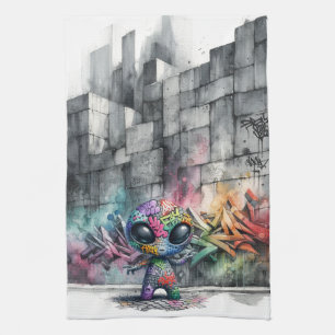 Graffiti Alien Serviette de cuisine