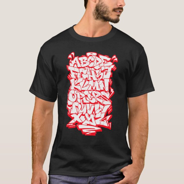 Graffiti Alphabet Hip Hop Street Wildstyle Letteri T-Shirt (Vorderseite)