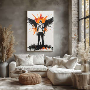 Graffiti Angel mit Black Wings - Urban Street Art Poster