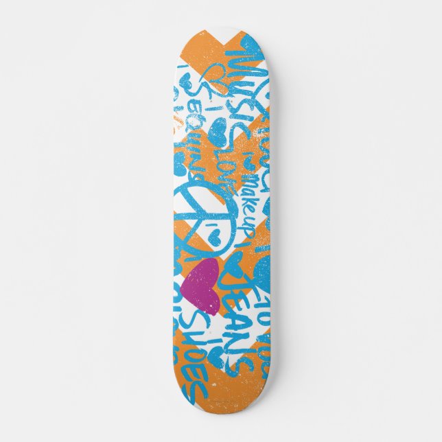 Graffiti Aqua-Lila Skateboard (Vorne)