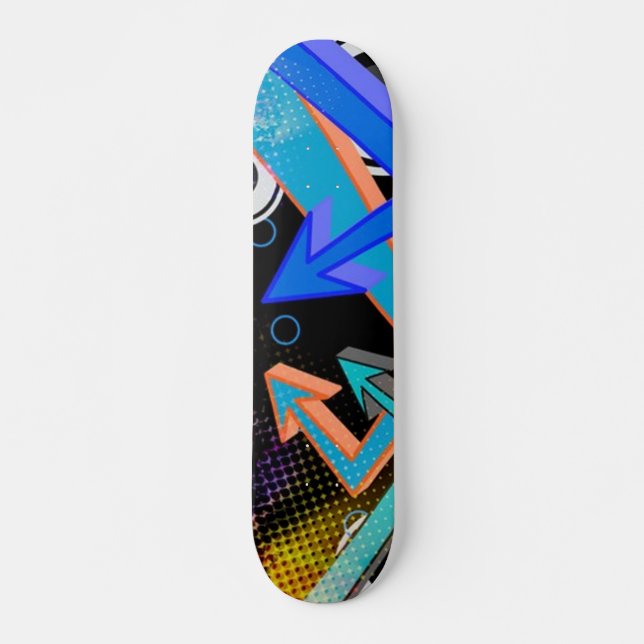 Graffiti Arrows and Halftone Effect Skateboard (Vorne)
