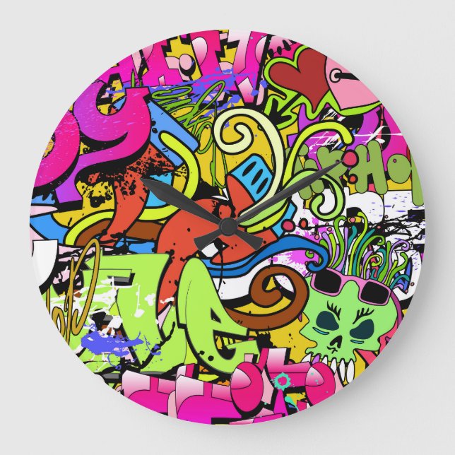 Graffiti Art: Angesagt-Hop-Stil Große Wanduhr (Vorderseite)