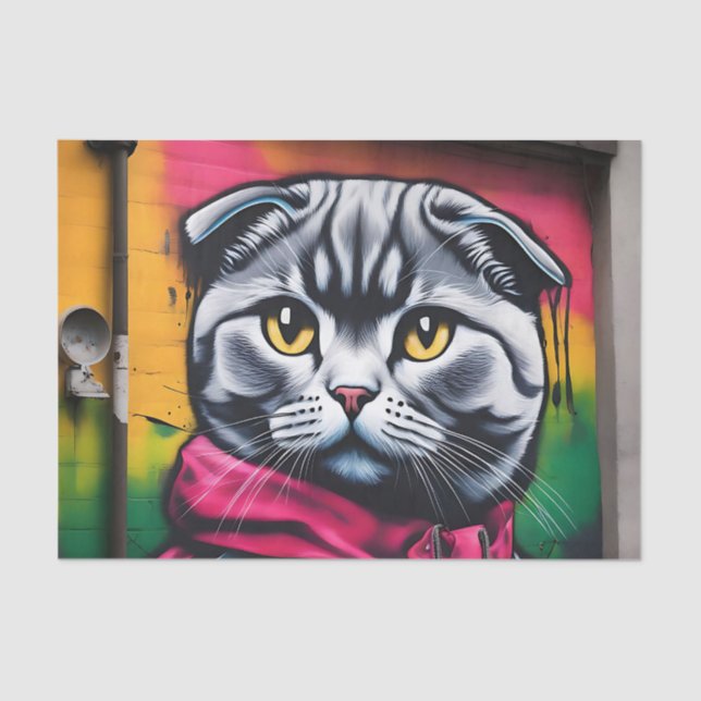 Graffiti Art of a Scottish Fold Cat Seidenpapier (Vorderseite)