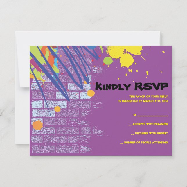 Graffiti Artist Girl Bat Mitzvah Einladungs-Antwor RSVP Karte (Vorderseite)