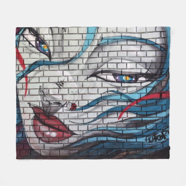 Graffiti Asian Girl Fleecedecke (Vorderseite (Horizontal))