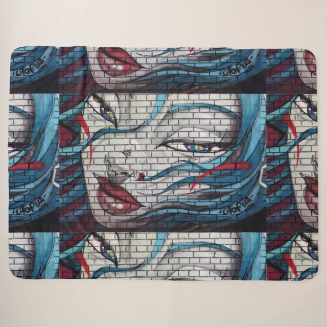 Graffiti Asian Girl Sherpadecke (Vorderseite (Horizontal))