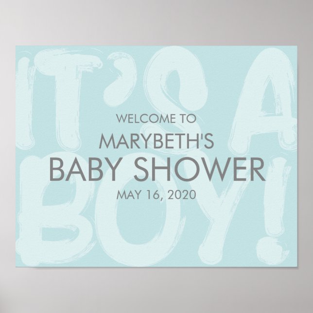 Graffiti Baby shower bleu Affiche de bienvenue (Devant)