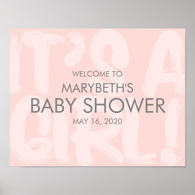 Graffiti Baby shower rose Affiche de bienvenue (Devant)