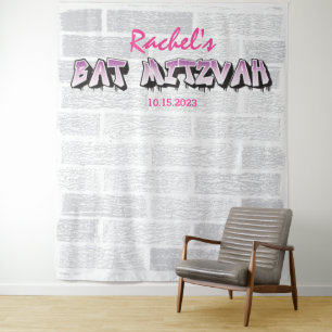 Graffiti Bat Mitzvah Fotostudio Party Hintergrund Wandteppich