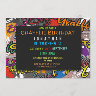 Graffiti Birthday Party Art Handwerk Spray Farbe Einladung