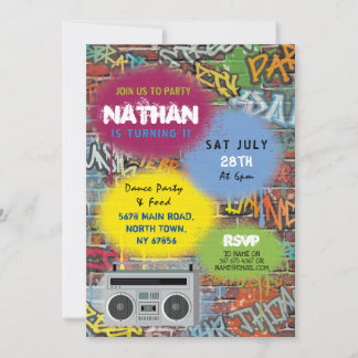 Graffiti Birthday Party Art Handwerk Spray Paint I Einladung