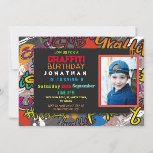 Graffiti Birthday Party Kunstgewerbe Foto Malerei Einladung