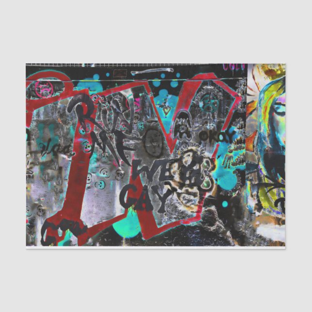 Graffiti Black Red Urban Street Wall Art Seidenpapier (Vorderseite)