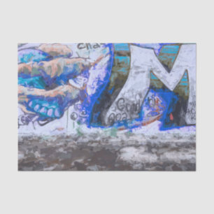 Graffiti Blau Urbane Grunge-Straßenwandmalerei Seidenpapier