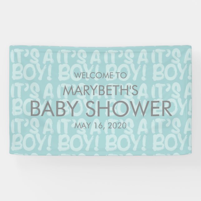 Graffiti Bleu Baby shower de bienvenue bannière (Horizontal)