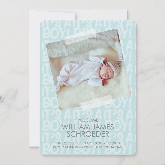 Graffiti Blue Baby Birth Announccard Ankündigung (Vorderseite)