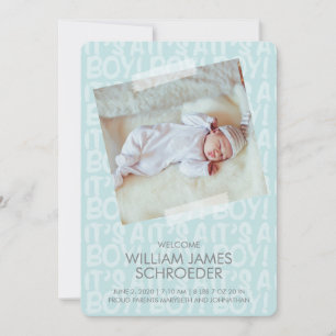 Graffiti Blue Baby Birth Announccard Ankündigung
