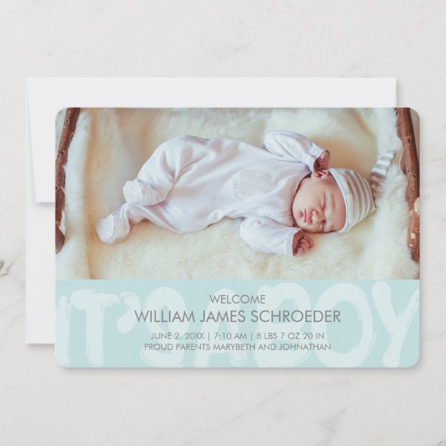Graffiti Blue Baby Birth Announccard Ankündigung (Vorderseite)