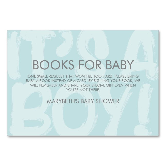 Graffiti Blue Baby Dusche bringen eine Buchanfrage Tischnummer (Vorderseite)