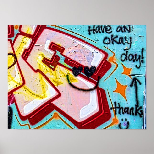 Graffiti Blue Pink Urban Street Kunst Poster (Vorne)