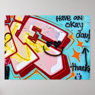 Graffiti Blue Pink Urban Street Kunst Poster