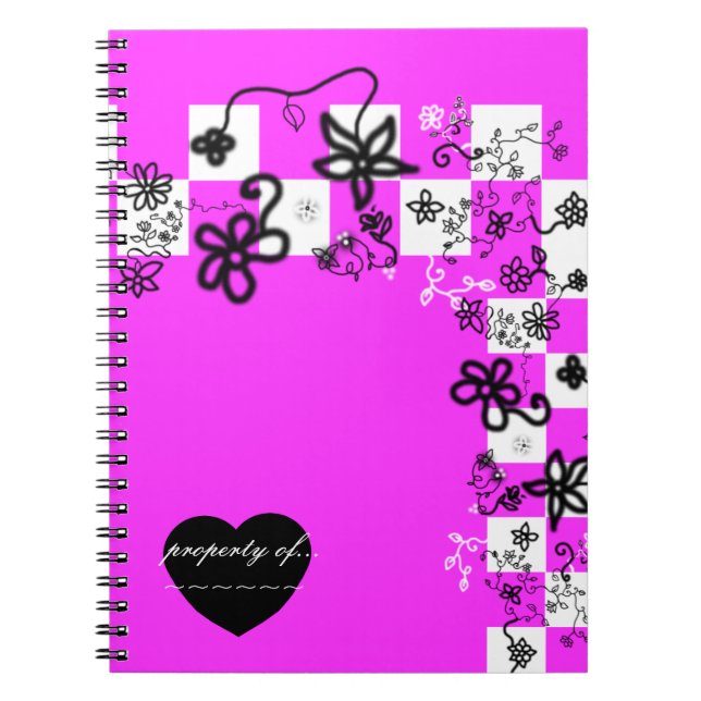 Graffiti-Blume und Karo-Notebook Notizblock (Vorderseite)