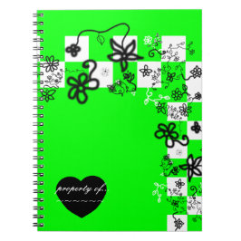 Graffiti-Blume und Karo-Notebook Notizblock