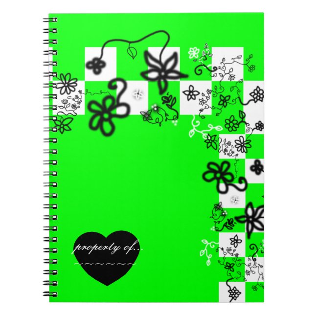 Graffiti-Blume und Karo-Notebook Notizblock (Vorderseite)