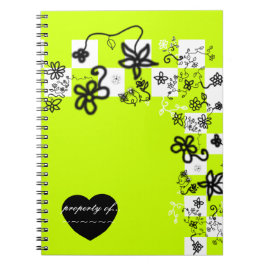 Graffiti-Blume und Karo-Notebook Notizblock