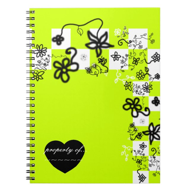 Graffiti-Blume und Karo-Notebook Notizblock (Vorderseite)