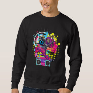 Graffiti Boombox Girl Old School Hip Hop Girl Retr Sweatshirt