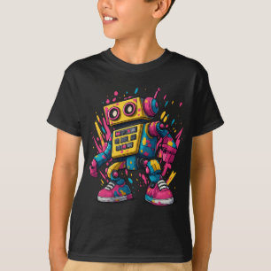 Graffiti Bot – Bunter urbaner Cartoon-Roboter T-Shirt